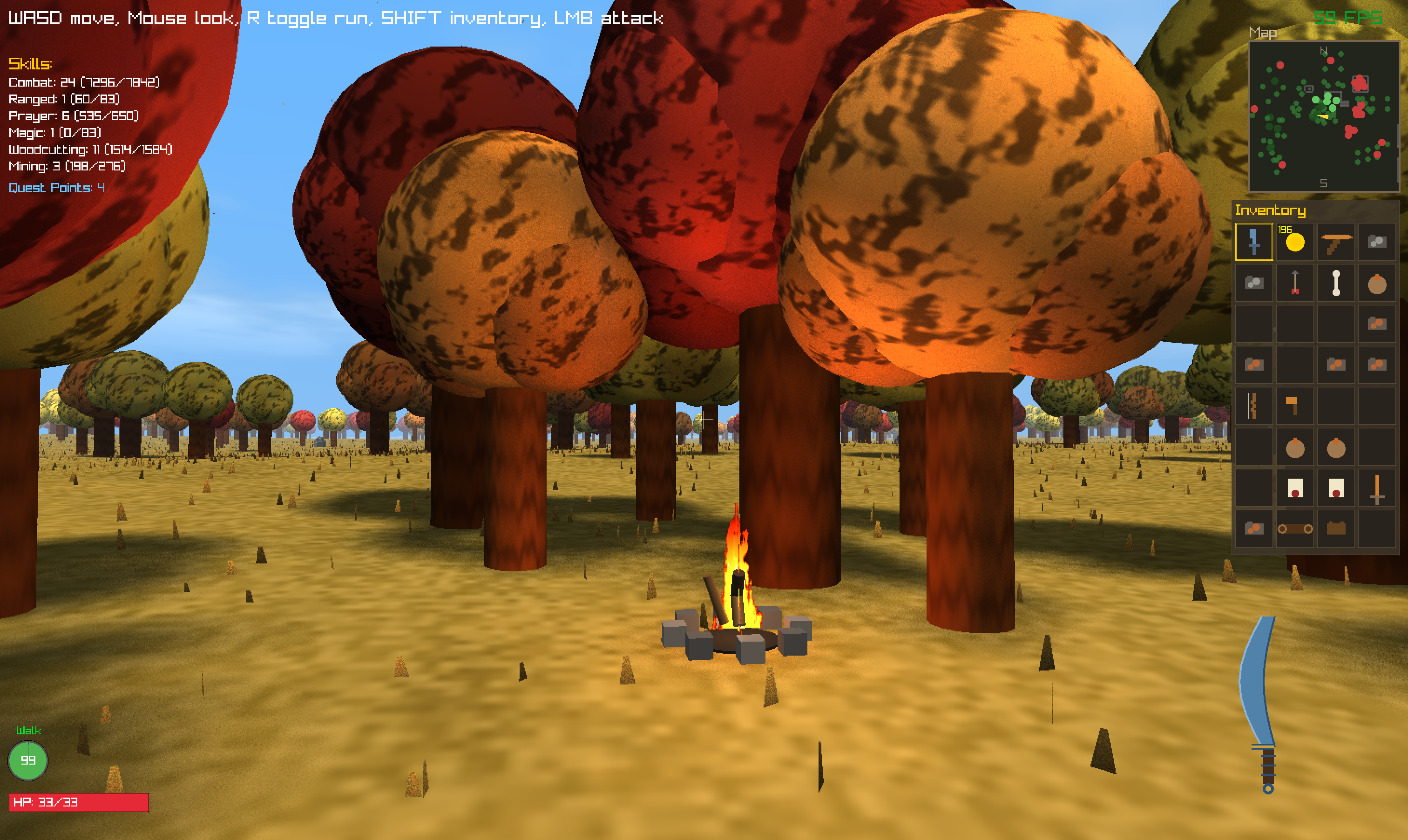 Autumn foliage with campfire
